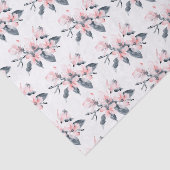 Papier Mousseline Fleurs rose et gris Motif Aquarelle classique (Détail)