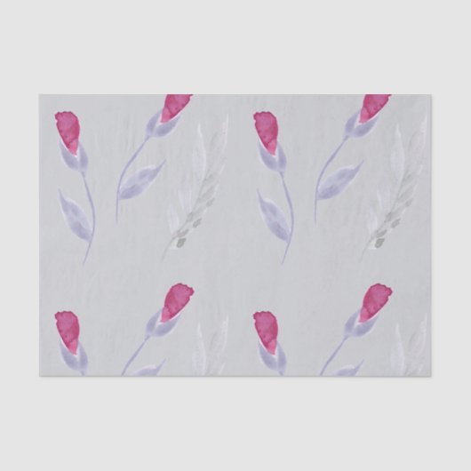 Papier Mousseline Fleurs rose gris (Recto)