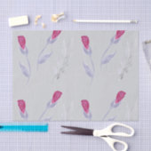 Papier Mousseline Fleurs rose gris (Artisanat)