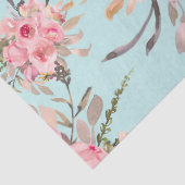 Papier Mousseline Fleurs rose pâle sur bleu clair (Détail)