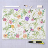 Papier Mousseline Fleurs rose violet jaune Anniversaire (Artisanat)