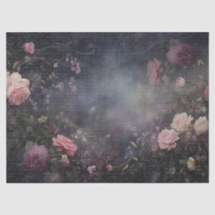 Papier Mousseline Fleurs roses avec typographie vintage pour découpa