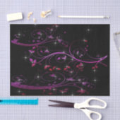 Papier Mousseline Fleurs roses chaudes (Artisanat)