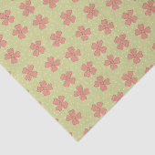 Papier Mousseline Fleurs roses Clair Vert Polka Point Joli (Détail)
