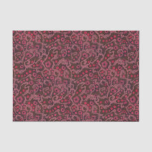 Papier Mousseline Fleurs roses Courbes bleues motif floral blanc