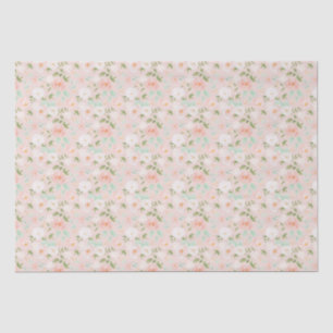 Papier Mousseline Fleurs Roses d'aquarelle en rose et en rose