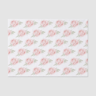 Papier Mousseline Fleurs roses élégantes en rose pâle