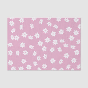 Papier Mousseline Fleurs roses et blanches