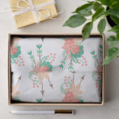 Papier Mousseline Fleurs roses et bracelleuses avec flèches en blanc (Cadeau)