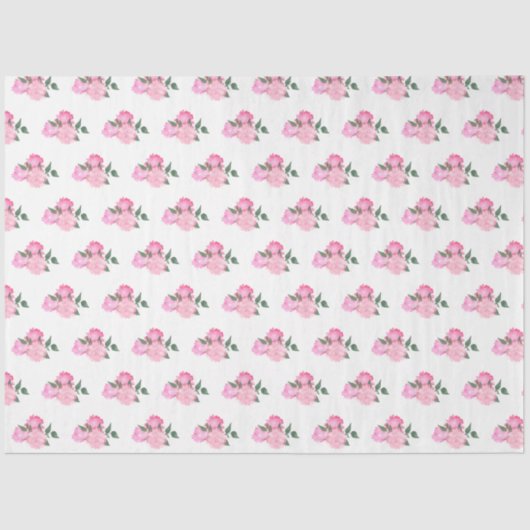 Papier Mousseline Fleurs roses et Motif de verdure (Recto)