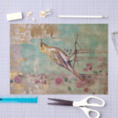 Papier Mousseline Fleurs roses et oiseaux (Artisanat)