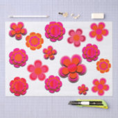 Papier Mousseline Fleurs roses et orange chaudes enveloppant les feu (Artisanat)