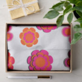 Papier Mousseline Fleurs roses et orange chaudes enveloppant les feu (Cadeau)