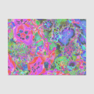 Papier Mousseline Fleurs roses et violettes psychédéliques tripantes