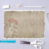 Papier Mousseline Fleurs roses exquises sur papier de papier parchem (Artisanat)