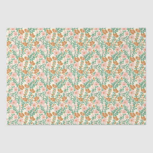 Papier Mousseline Fleurs roses fleurs sauvages Baby shower Floral Pe (Recto)