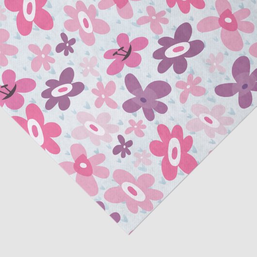 Papier Mousseline Fleurs roses mignonnes Motif Whimsical (Détail)