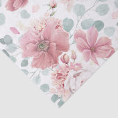 Papier Mousseline Fleurs Roses poussiéreuses et verdure Élégant (Détail)