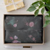 Papier Mousseline Fleurs roses romantiques sur Arrière - plan foncé (Cadeau)