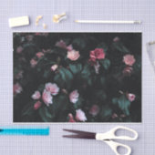 Papier Mousseline Fleurs roses romantiques sur Arrière - plan foncé (Artisanat)