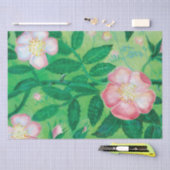 Papier Mousseline Fleurs Roses rose pâle été (Artisanat)