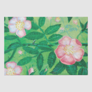 Papier Mousseline Fleurs Roses rose pâle été