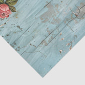 Papier Mousseline Fleurs roses rustiques sur Découpage murale en boi (Détail)