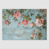 Papier Mousseline Fleurs roses rustiques sur Découpage murale en boi (Recto)