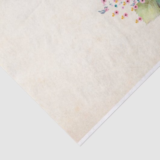 Papier Mousseline Fleurs roses sur Ecru (Détail)