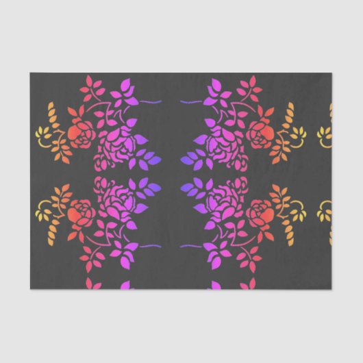 Papier Mousseline Fleurs Roses tendues Couleurs Abstraites Découpage (Recto)