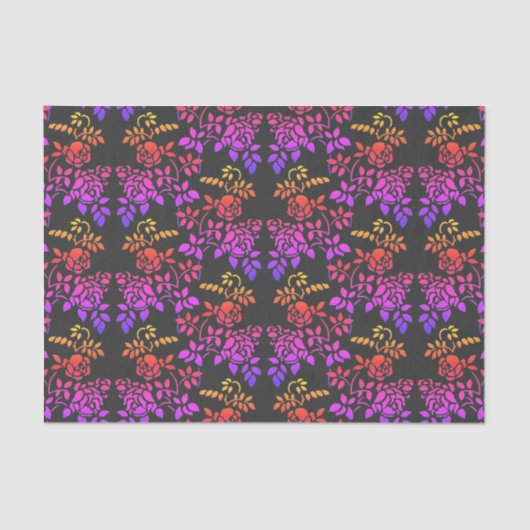 Papier Mousseline Fleurs Roses tendues Couleurs Abstraites Découpage (Recto)