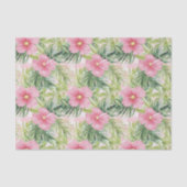 Papier Mousseline Fleurs roses tropicales (Recto)