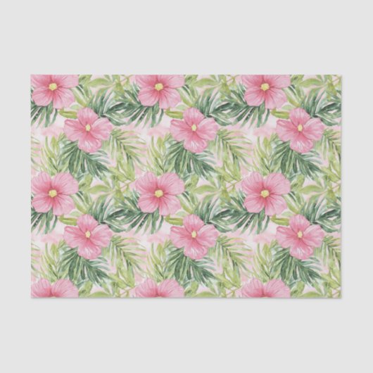 Papier Mousseline Fleurs roses tropicales (Recto)