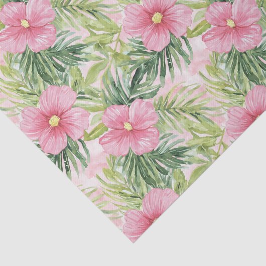 Papier Mousseline Fleurs roses tropicales (Détail)