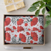 Papier Mousseline Fleurs rouges (Cadeau)
