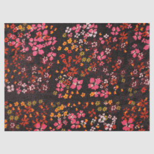 Papier Mousseline Fleurs rouges assorties Papier Tissu