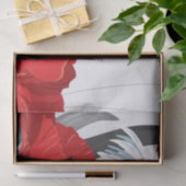 Papier Mousseline Fleurs rouges et blanches Marguerites et pavots (Cadeau)