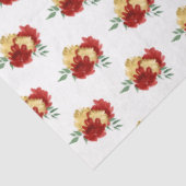 Papier Mousseline Fleurs rouges et Motif vert (Détail)