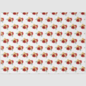 Papier Mousseline Fleurs rouges et Motif vert (Recto)