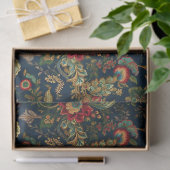 Papier Mousseline Fleurs rouges foncées Chinoiserie Découpage (Cadeau)