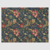 Papier Mousseline Fleurs rouges foncées Chinoiserie Découpage (Recto)