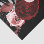 Papier Mousseline Fleurs rouges foncées et roses Mariage de verdure (Détail)