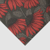 Papier Mousseline Fleurs rouges sur marron (Détail)