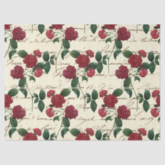 Papier Mousseline Fleurs rouges Vintages et écriture cursive sur l'i