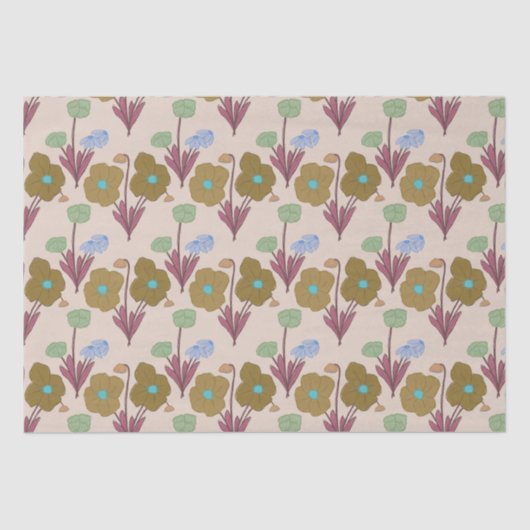Papier Mousseline Fleurs rustiques à la main rétro (Recto)