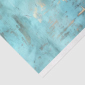 Papier Mousseline Fleurs rustiques turquoise et or (Détail)