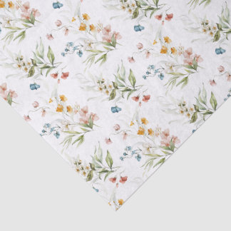 Papier Mousseline Fleurs sauvages aquarelles colorées Art du XVIIe s