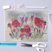 Papier Mousseline Fleurs sauvages avec des pavots (Artisanat)