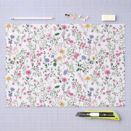 Papier Mousseline Fleurs sauvages d'été (Artisanat)