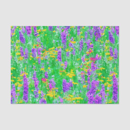 Papier Mousseline Fleurs sauvages d'été dans un champ vert (Recto)